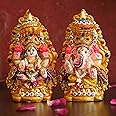 TIED RIBBONS Lord Laxmi Ganesh Pair Murti Mitti Terracotta Clay Idol Statue Showpiece (12.7 Cm X 7.6 Cm) - Decoration Items For Home Decor Mandir Temple Pooja Room Table Office Gifts, Multicolour