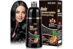 BLSFXROE Shampoing Colorant Noir Hair Dye Shampoo 3 en 1,Shampooing Instantané pour Cheveux,Shampooing Colorant Cheveux Blancs,Color Shampoo pour Hommes et Femmes 500ml