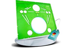 HTK Tools - Anzeichenschablone für Wand-WC - kompatibel mit Geberit, GROHE, Lavita, TECE – Präzises Anzeichnen auf Fliesen & Gipskarton – Lochbild WC Schablone 18/23 cm, Fliesenleger Werkzeug