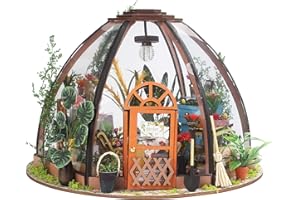 EBTOOLS DIY Dolls House Cathys Flower House, Wooden Dollhouse Miniature 3d Greenhouse Kit Green House Handmade Dollhouse Kit Mini House Furniture Women Girls Gift Birthday Christmas Valentine