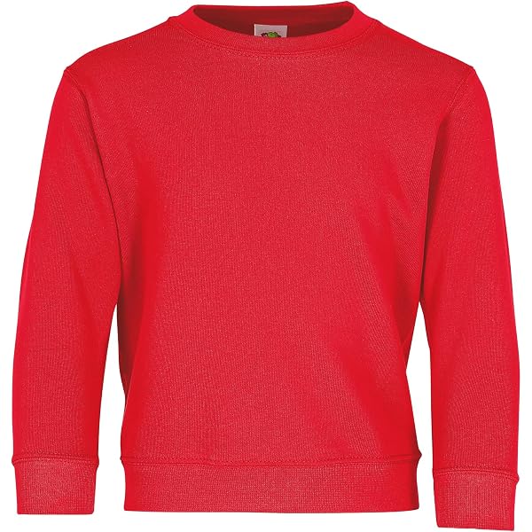 Fruit Of The Loom Felpa Con Cappuccio Per Bambino – Rosso Red, 70% Cotone, Senza Coulisse (Sicurezza) - 3