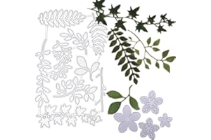RUNFAR SHOP 12 Pieces Leaf Cutting Dies, Flower Leaves Metal Die Embossing Stencil for DIY Paper Card Making Decorations (B) (Leaf Cutting Dies)