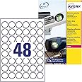 Avery L4716-20 Extra-Strong Adhesive Heavy Duty Weatherproof Round Labels, 48 Labels Per A4 Sheet