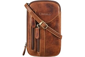 STILORD 'Lane' 3-in-1 Pochette Porta Cellulare Pelle Borsa Marsupio Borsello da Polso Vintage Portafoglio Borsa a Tracolla Piccola Crossbody Bag Vero Cuoio, Colore:kara - cognac