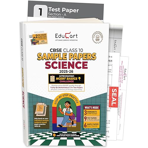 Educart CBSE Sample Paper Class 10 2025-26 Science (Introducing exclusive step-by-step new practice concept on 2026 pattern) 