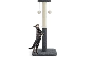 LE SURE Lesure 86cm Tall Cat Scratching Post - Highly Resistant Carpet Scratch Post, Premium Sisal Rope Scratch Posts Kitten and Adult Cats, Sturdy Large Scratch Pole with Hanging Ball, Grey