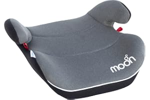 The Moon Brand Kido Baby/Kids Lightweight Travel Booster Car Seat Group 3 Universal Fix Extra Large Seat Backless Belt Positioning Suitable From 3 Years To 12 Years From 15 - 36 Kg - Grey