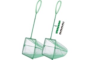 Filhome 2 Pcs Aquarium Fish Net, Fine Mesh Quick Catch Fish Net for Fish Tank (12.6cm) (6 inch)