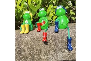 FONDUO Deko Garten Frosch Figuren, 3 Stück Gartendeko Statue, Tiere Ornament Gartenfigur Für Außen, Harz Statue Bauernhof Balkon Miniteich Teich Wohnzimmer Office Deko (B)