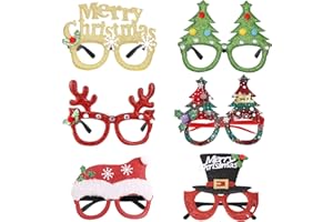 PEJLND Christmas Decorations Party Glasses - 6Pcs Christmas Glasses Paper Glitter Christmas Eyeglasses Xmas Party Eyewear Photo Booth Props Party Favor Supplies for Kids Adults Christmas Party Bag Fillers