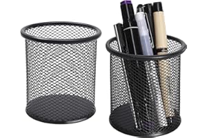 DARUITE Stiftehalter, 2 Stück Schreibtisch Organizer, Stifthalter, Stiftebecher, Stiftebox, Stiftehalter kinder Büroorganizer, für Büros, Klassenzimmer, Stiftehalter Rund, Schwarz