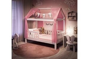 ‎ALCUBE Alcube Hausbett 160x80 mit Rausfallschutz - vielseitiges Holz Kinderbett für Jungen & Mädchen - Massivholz Kinder Bett mit Rausfallschutz und Lattenrost 80x160 cm - Weiß