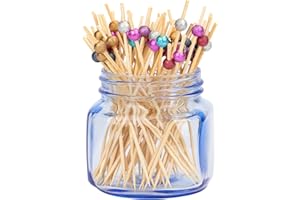 CUNQN Cocktailstäbchen aus Holz Cocktailspieße Cocktail Pick 100pcs Bunte Bambus Zahnstocher für Party Geschenk Fasching Geburtstag Party