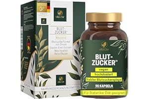 ‎VITACTIV NATURAL NUTRITION VITACTIV Blutzucker Kapseln - 90 Stück - Blutzuckerformel mit Chrom, Ceylon Zimt Extrakt, Myo Inositol, Beta Glucan, Olivenblatt Extrakt & Zink - Hochdosiert, Vegan, Laborgeprüft in Deutschland
