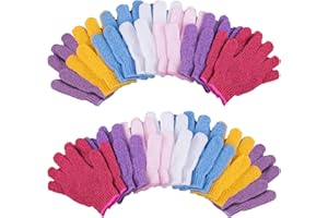 Duufin 14 Pairs Exfoliating Gloves Body Scrubber Bath Glove Scrubbing Gloves for Shower, Spa, Massage, Dead Skin Cell Remover, 7 Colours