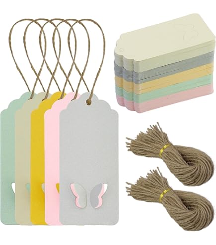KEILEOHO 500 Stück Kraftpapier Geschenkanhänger Klein 7 x 2 cm