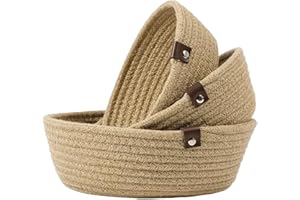ASTER HOME Set di 3 Cestini Portaoggetti – Cestino in Corda di Cotone – Cestini Organizer per Cucina, Soggiorno, Bagno - Contenitori Multiuso in Tessuto per Giocattoli, Chiavi, Telecomandi (Marrone)