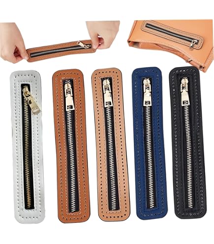 Lot De 4 Fermetures éclairs En Cuir PU - 10,6 X 2,4 Pouces - Avec Trous Pour Couture Facile - Idéal Sacs, Jeans Et DIY - 7