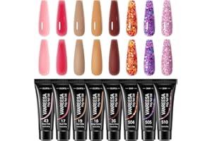 VANREESA Kit Ongle Acrygel Rose Glitter Tube Gel Ongles 8 Couleurs 15ml, Gel Construction Ongle UV pour Les Débutantes DIY à La Maison, Cadeau pour Femmes