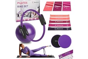 Goocrun Pilates Ring Set Exercise Equipment with Exercise Bands Resistance Bands Set, Pilates Ball, Sliding Disks – Workout Equipment Home Gym Includes Complete Fitness Guide