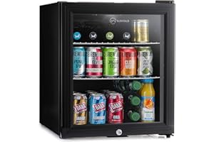 Subcold Super50 LED – Mini Fridge Black | 50L Beer, Wine & Drinks Fridge | LED Light + Lock & Key | Energy Efficient (Black)