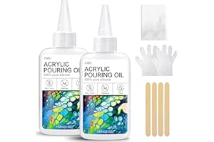 ‎LIMINO Silikonöl für Pouring Acrylfarben - 200ml Reines Premium Silikonöl Medium Kompatibel mit Malerei Acryl oder Aquarell - Acryl Gießfarbe für Dramatische Visuelle Malerei Kunst, Zellschaffen Aktivator