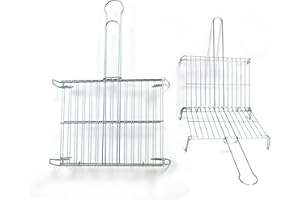 VAELLO CAMPOS VAELLO - Grille Double Étamée pour Barbecue avec Poignées - Accessoire de Cuisine Extérieure et Grillades en Acier Chromé avec Anneau de Serrage - 35 x 40 cm