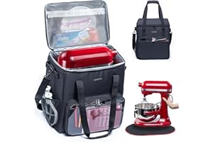 BAGSPRITE Standmixer-Tragetasche mit Schieber, kompatibel mit KitchenAid-Mixern (4,5-5 Quart), Schutzhülle mit Taschen zur Befestigung und Zubehör, nur Aufbewahrungstasche