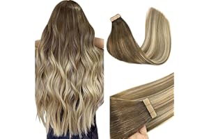 ‎GOO GOO GOO GOO Tape in Extensions Echthaar, Tape Extensions Echthaar, 40cm 50g 20pcs, Extensions Echthaar, Haarverlängerung Echthaar, (T3/8)613 Ombre Blond