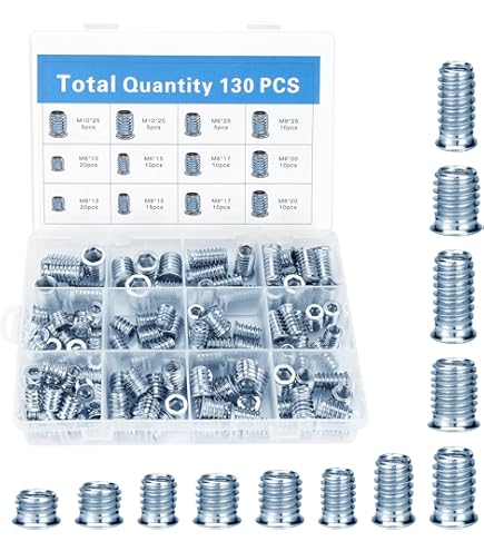 E-Z LOK 400-4 Threaded Inserts for Wood, Installation Kit, Brass