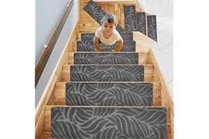 Cliplanyard Carpet Stair Treads, 15pcs Non-slip Rugs with Rubber Backing, 30''X8'' Removable and Machine Washable, Indoor Runner Cover Mat Perfect for Pets Kids Elders (04)