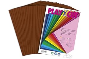 PLAY-CUT Carta colorata A4, marrone caffè (130 g/m2), 20 fogli di carta DIN A4, per lavori di bricolage, set di carta spessa stampabile, carta per bricolage, formato A4, carta da disegno di alta