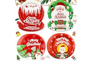 Bikasun Weihnachten Partygeschirr Set, Weihnachten Party Deko Weihnachts Pappteller, Weihnachts-Elch Schneeflocken Weihnachtsmann, Severs 40 Gäste, Party Partygeschirr