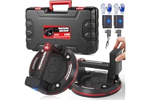 BURMONG Ventosa Elettrica, 8" Ventose per Vetro, Ventosa per Piastrelle con Display LCD, 3000mAh Batteria, Ventose Professionali per Piastrelle, Marmo,Vetro, Capacità di Carico a 270kg (2 Pezzi)
