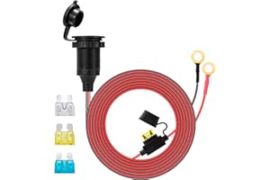 GUNGY Zapalniczka z kablem przedłużającym 3 metry 14AWG Gniazdo zapalniczki samochodowej 12 V/24 V DC wodoodporna instalacja z bezpiecznikiem 20 A do samochodu łodzi motocykla