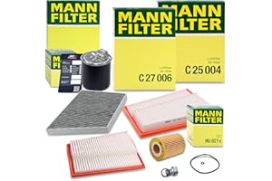 MANN-FILTER Inspektionspaket Filterset 1x Ölfilter, 2x Luftfilter, 1x Innenraumfilter (Aktivkohlefilter), 1x Kraftstofffilter Kompatibel mit MERCEDES-BENZ CLS (C219), E-Klasse (W211)(S211)