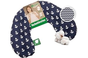 Herbalind Kirschkernkissen Nacken Schulter Wärmekissen für Mikrowelle - Handmade in Germany, 100% Baumwolle - hochwertige Natürliche Wärmflasche Körnerkissen Nackenhörnchen (blau Anker Welle)