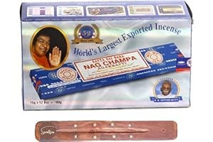 Satya Nag Champa Agarbatti Incense Sticks | x12 pack | with SAMASIA incense sticks holder | Used for Aromatherapy, Spa, Yoga, Weddings, Meditation, Healing, Positivity and Relaxation…