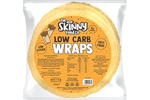 THE SKINNY FOOD CO Skinny Food Co Low Carb Wraps 6 x 40g - High Protein Wraps (9g per Wrap) and 4g of Carbohydrates Per Wrap - High Fibre & Vegan Low Carb Tortilla Wraps - Low Calorie Wraps For Lunch, Breakfast, Dinner