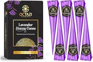 OCTAZI - LAVENDER HENNA CONES - Dark Brown Indian Mehendi Cone For Temporary Body Art Tattoo All Natural Organic Herbal Pure Mehndi Henna Paste Cone, No Chemicals, No Dyes, Ready To Use (6 Cones)