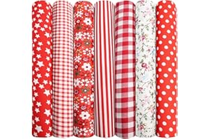 Aucuu 7PCS Tessuto, 50 * 50cm Patchwork Cotone Tessuto, DIY Handmade Quilting Tessuti, Materiale Morbido, Artigianato Fai da te e Decorazioni per la casa