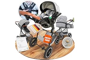 AMOR BABY Kinderwagen 3 in 1 [Babywagen & Autositz] mit Babyschale Fahrgestell Kombi als Set | Stroller Baby | Isofix Station & 5-Punkt Sicherheitsgurt Kinderwagen Buggy Reisebuggy Buggys | Babywagen