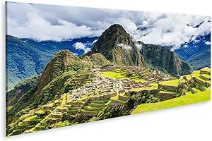 ISLANDBURNER Cuadros de Salon Machu Picchu, Perú. Patrimonio de la Humanidad de la UNESCO. Una de Las Nuevas Siete Maravillas del Mundo Cuadro Decoracion de Pared Impresión en Lienzo Formato Grande Moder
