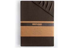 ‎DECOKING DecoKing Prześcieradło z gumką 140x200-160x200 cm 100% Bawełna Czesana Jersey miękki w dotyku 140x200cm - 160x200cm Brązowe Amber