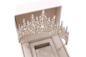 Handgjord Vintage Luxury Crystal Wedding Crown Bridal Tiara Kronor Diadem Brud Party Evening Hår Smycken Bröllop Pannband (Metallfärg: H050 Guldfärg)