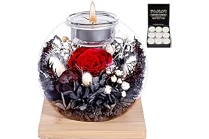 FRFG Konservierte Rosen Eternal Flower für Muttertag/Geburtstag/Hochzeitstag mit Natürl. Duft & Holzständer | Geschenk für Mama, Frau, Oma