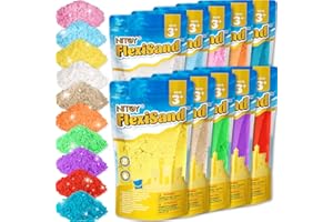 NiToy FlexiSand Value Pack 19lbs of 10 Colored Moldable Self-Sticking Sand, Never Dries Out-Fun for 3 Years and up Kids Bulk Refill for Sensory Sand Box Toys, Ideal for Shaping, Squeezing and Molding