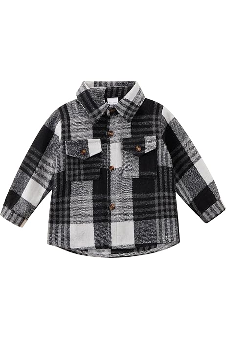 Baby Flannel Shirt Girl Plaid Hoodie Shirt For Boys Cotton Blend