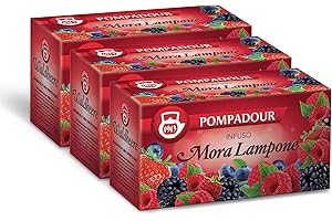 Pompadour, Infuso Mora e Lampone, 60 Filtri (3 Confezioni da 20 Filtri), Dolce e Fruttato, Piace anche ai Bambini, Senza Lattosio, Glutine e Allergeni, Vegan