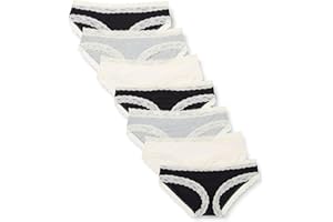 Iris & Lilly Braga Hípster de Algodón y Encaje Mujer, Pack de 7